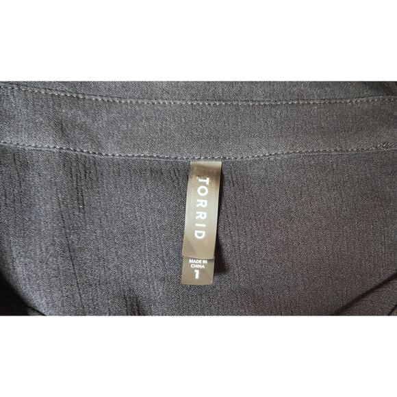 Torrid 1 (1X) Women's Midi Tunic Dress Button-Up Long-Sleeve Classic Black Top - Picture 8 of 8